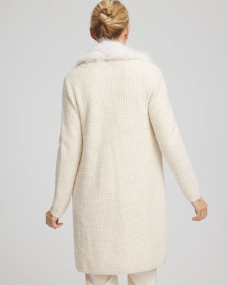 美品✨️think fur FurxKnit Medium Cardigan Fur Trim Cardigan | Chico's